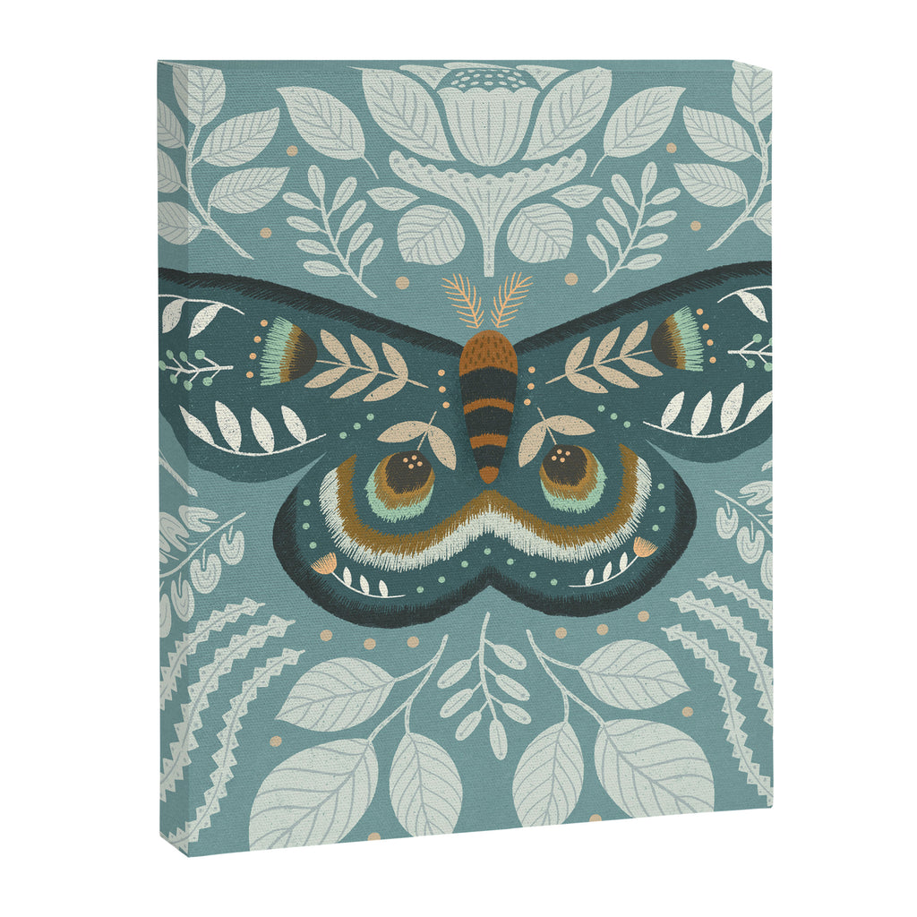 Folk Art Moth - Blue Gray Canvas Print Gallery Image 8