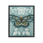 Folk Art Moth - Blue Gray Framed Canvas Print Gallery Image 8