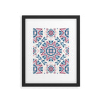 Folk Art Shapes Block Print - Blue and Burgundy Framed Art Print Gallery Image 6