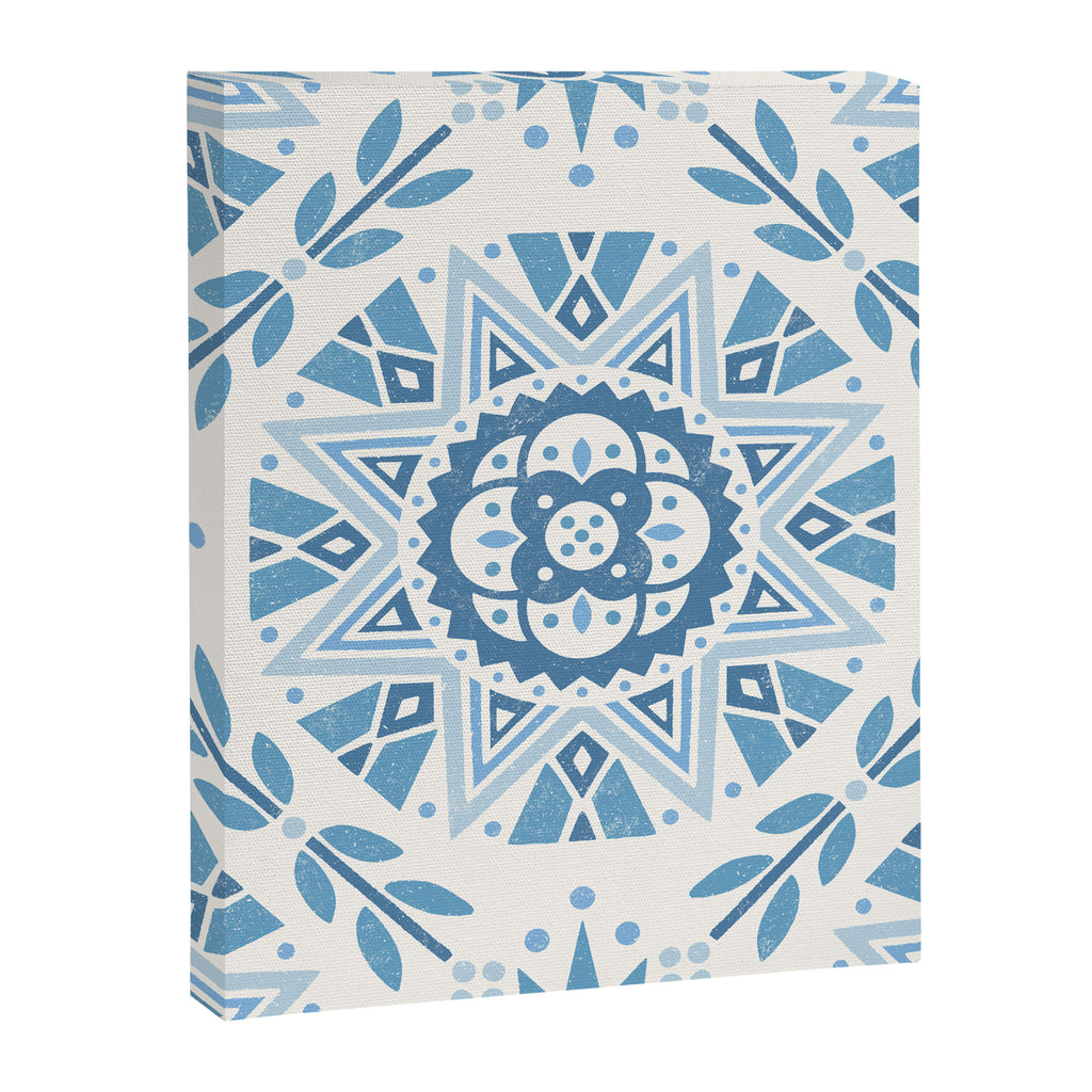Folk Art Shapes Block Print - Blue Canvas Print Gallery Image 8