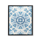 Folk Art Shapes Block Print - Blue Framed Canvas Print Gallery Image 8