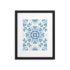 Folk Art Shapes Block Print - Blue Framed Art Print Gallery Image 6