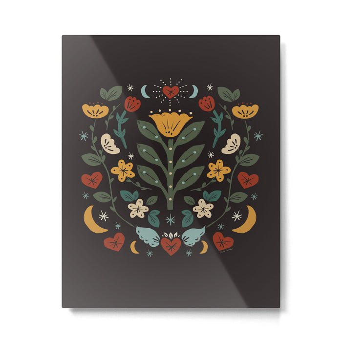 Folk Floral | Fall Colors Metal Print Gallery Image 1
