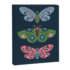 Folk Floral Moths and Butterflies Blue Canvas Print Gallery Image 6