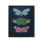 Folk Floral Moths and Butterflies Blue Framed Canvas Print Gallery Image 6