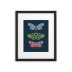 Folk Floral Moths and Butterflies Blue Framed Art Print Gallery Image 5