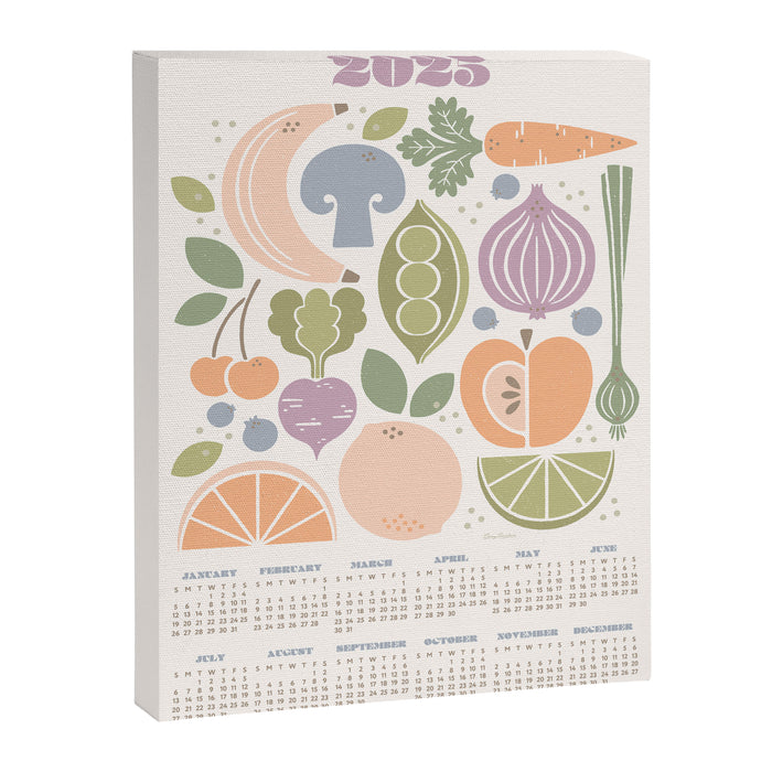 Fruits and Veggies 2025 Calendar Pastel Canvas Print Gallery Image 1