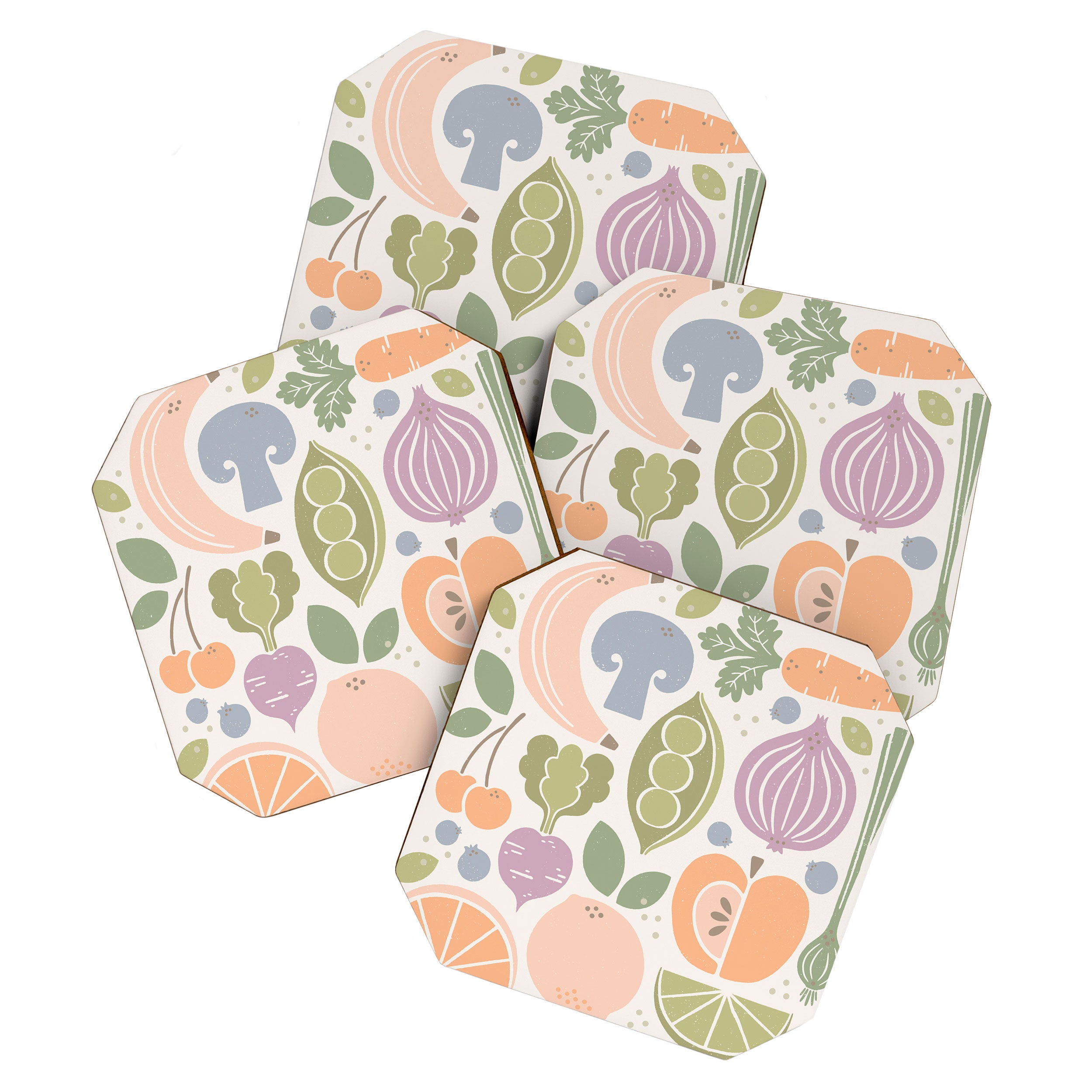 Fruits and Veggies 2025 Calendar Pastel Coaster Gallery Image 1