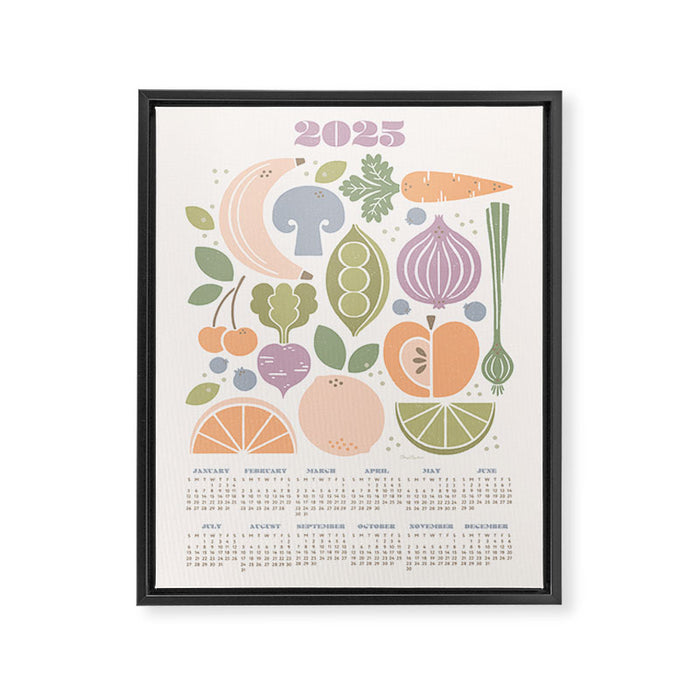 Fruits and Veggies 2025 Calendar Pastel Framed Canvas Print Gallery Image 1