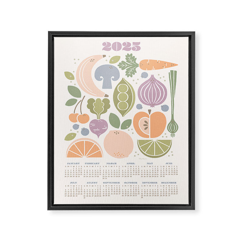 Fruits and Veggies 2025 Calendar Pastel Framed Canvas Print Gallery Image 6