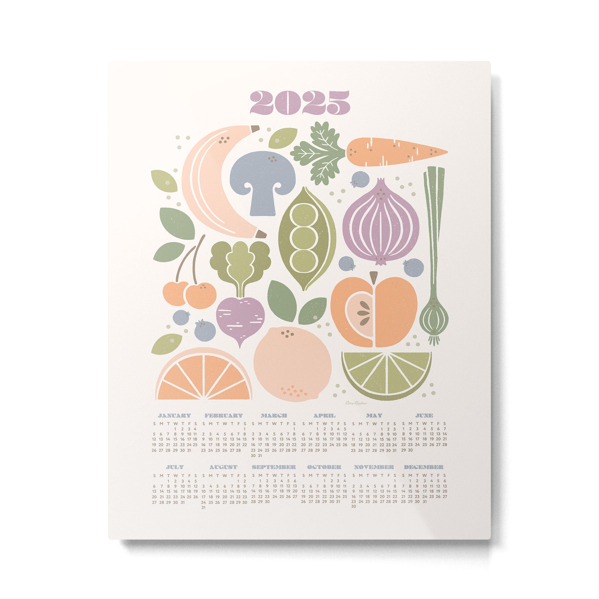 Fruits and Veggies 2025 Calendar Pastel Metal Print Gallery Image 4