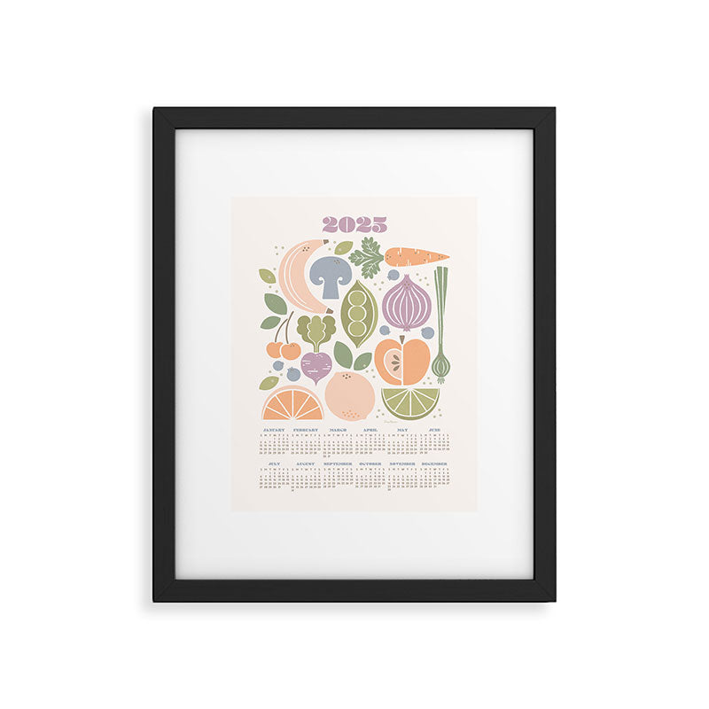 Fruits and Veggies 2025 Calendar Pastel Framed Art Print Gallery Image 5