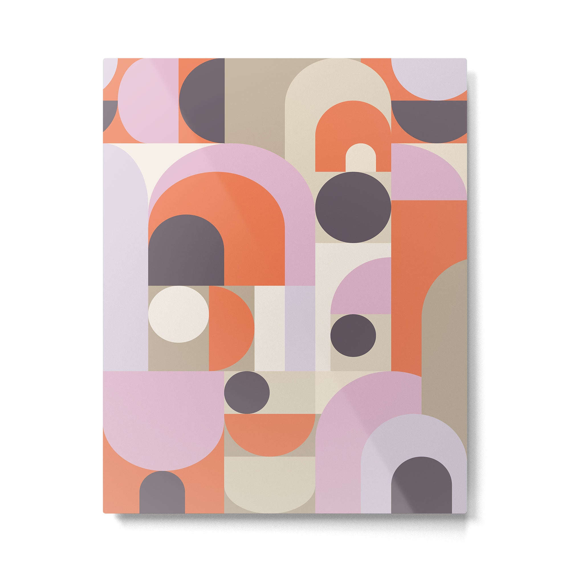 Geometric Bauhaus Shapes - Orange and Lavender Metal Print Gallery Image 4