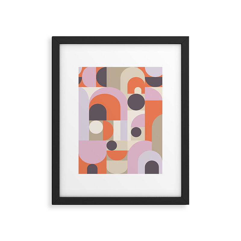 Geometric Bauhaus Shapes - Orange and Lavender Framed Art Print Gallery Image 5