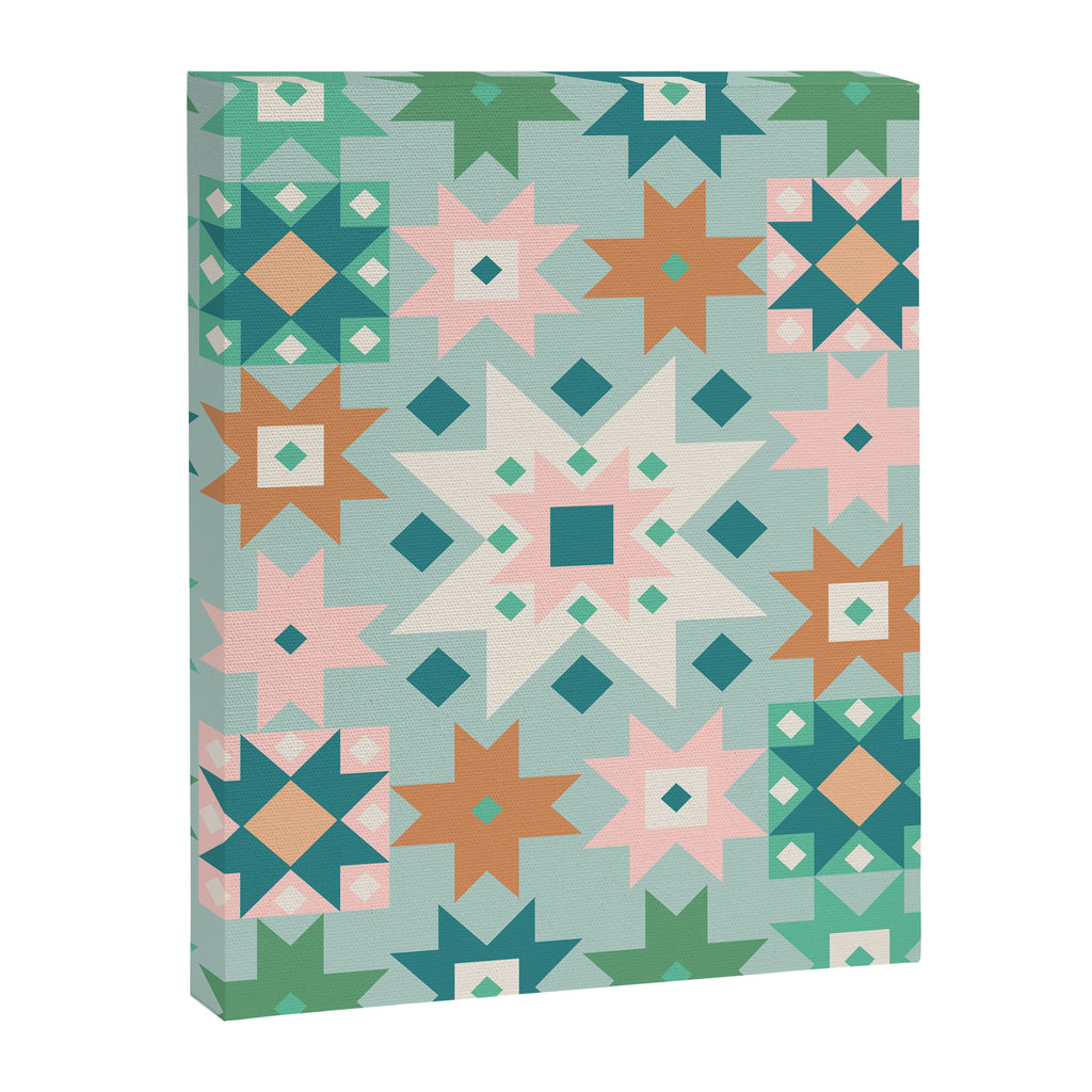 Geometric Quilt - Blue Green Canvas Print Gallery Image 8