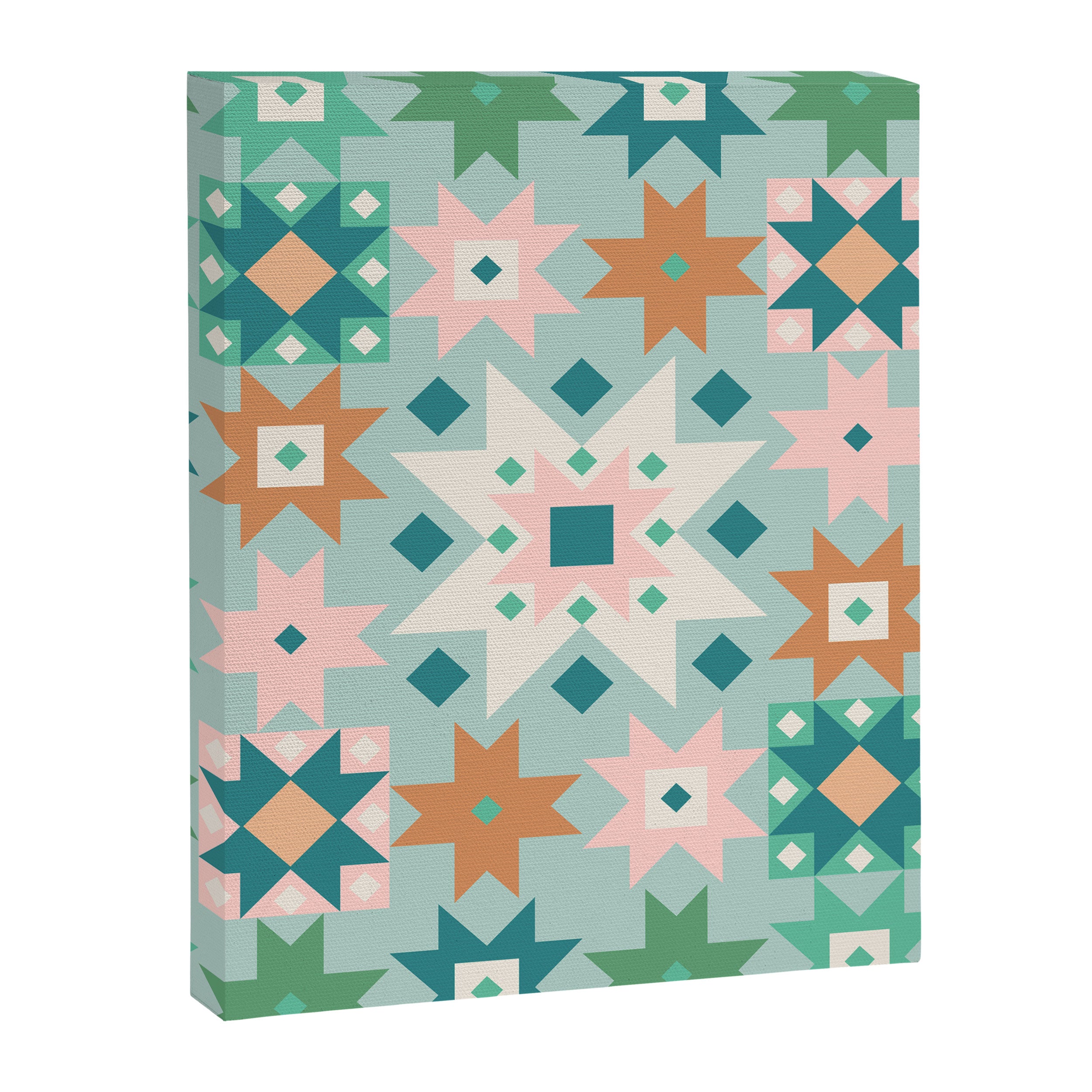 Geometric Quilt - Blue Green Canvas Print Gallery Image 8