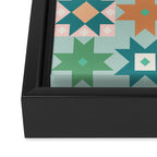 Geometric Quilt - Blue Green Framed Canvas Print Gallery Image 3