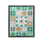 Geometric Quilt - Blue Green Framed Canvas Print Gallery Image 8