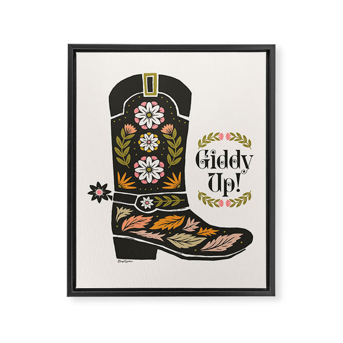 Giddy Up - Cowgirl Boot Framed Canvas Print Gallery Image 1