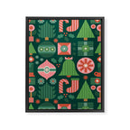 Gifts of Christmas Pattern - Green & Pink Framed Canvas Print Gallery Image 6
