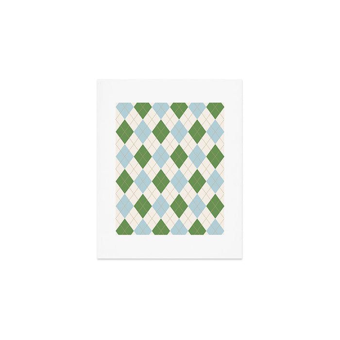 Green and Blue Argyle Plaid Art Print Gallery Image 1