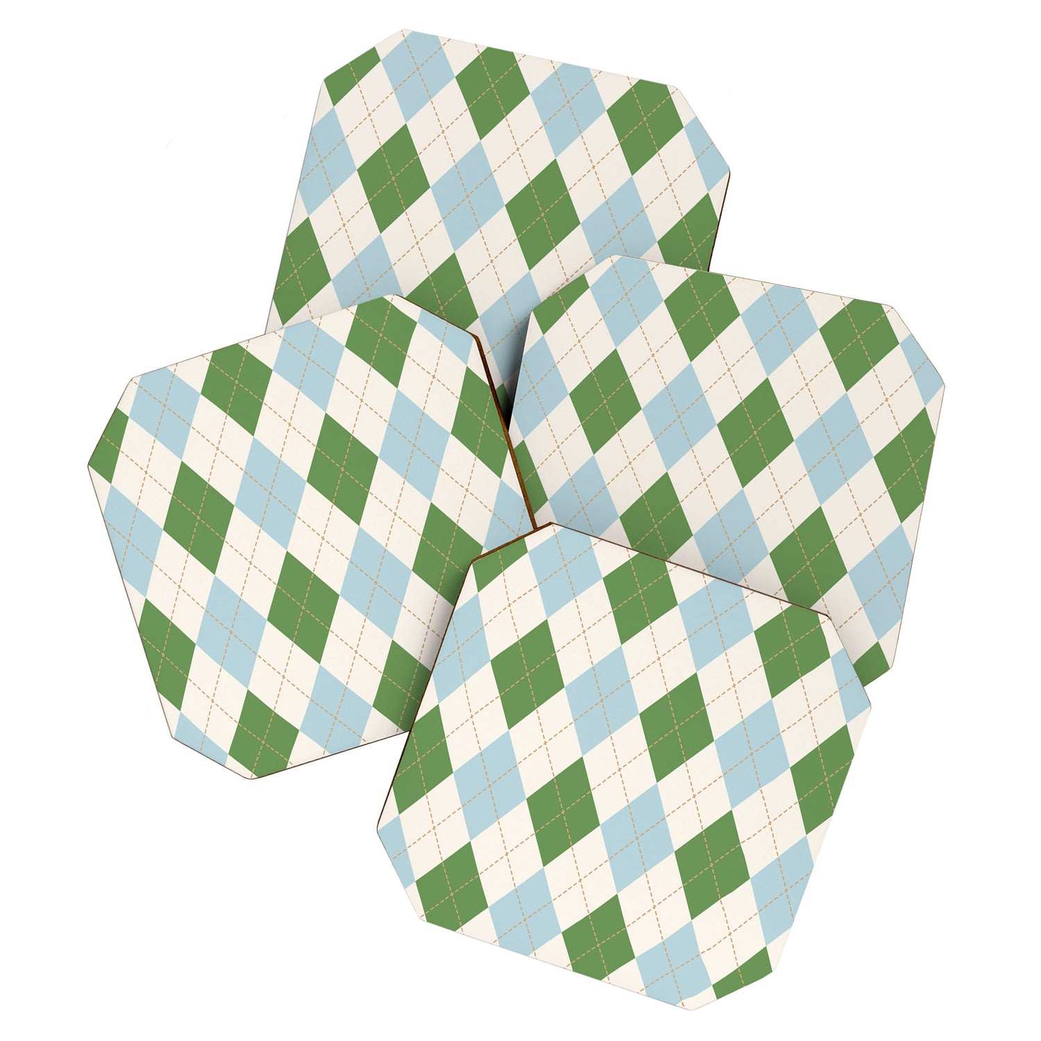 Green and Blue Argyle Plaid Coaster Gallery Image 1