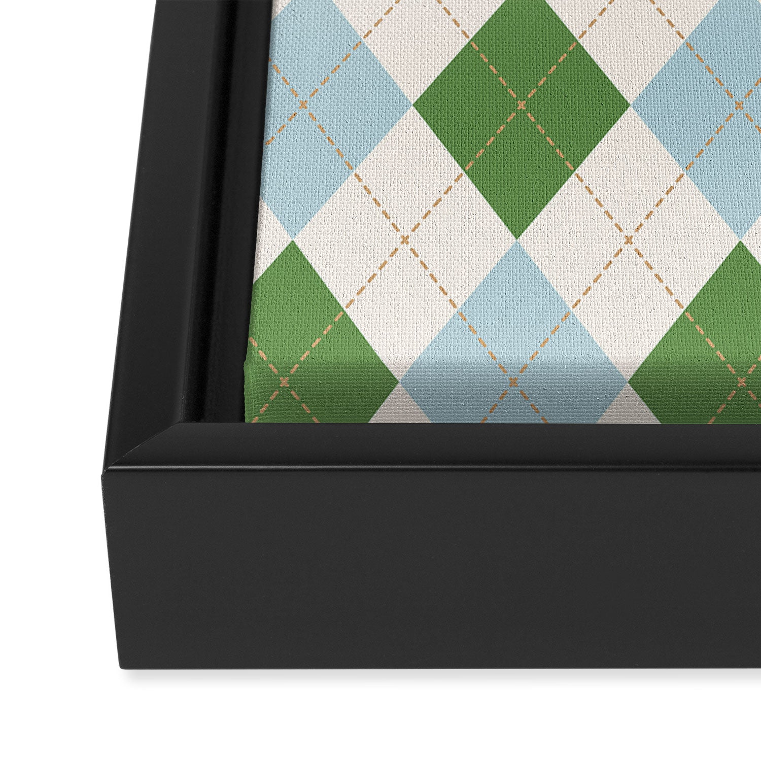Green and Blue Argyle Plaid Framed Canvas Print Gallery Image 3