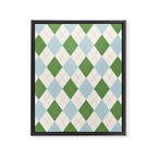 Green and Blue Argyle Plaid Framed Canvas Print Gallery Image 8