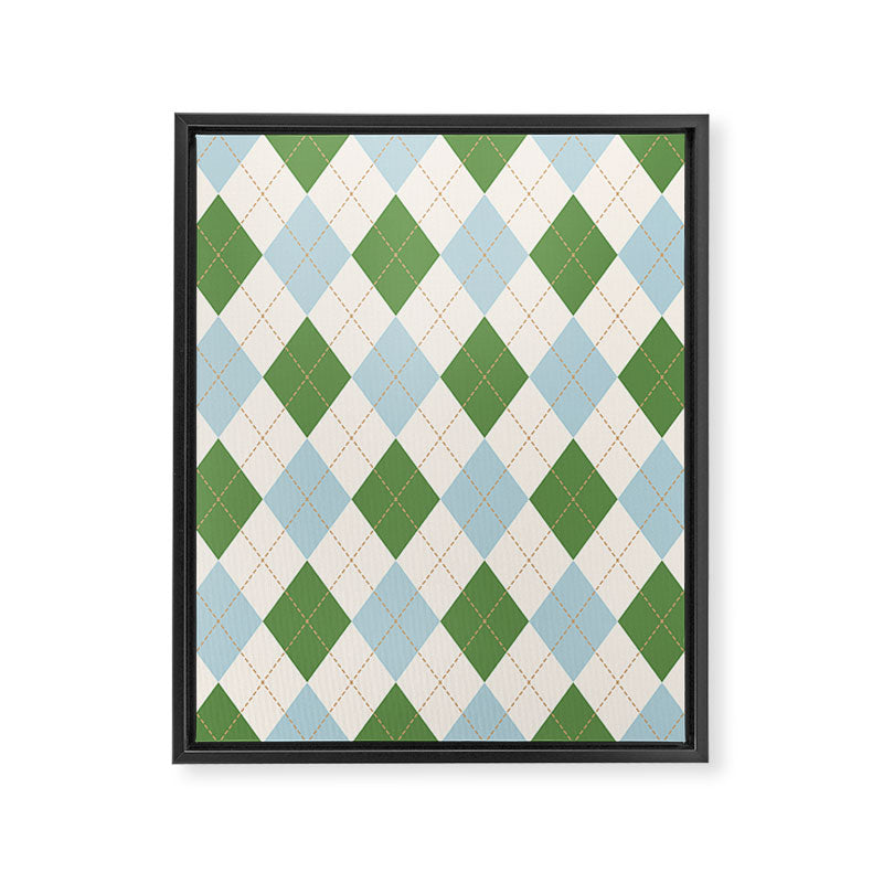 Green and Blue Argyle Plaid Framed Canvas Print Gallery Image 8