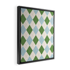 Green and Blue Argyle Plaid Framed Canvas Print Gallery Image 2
