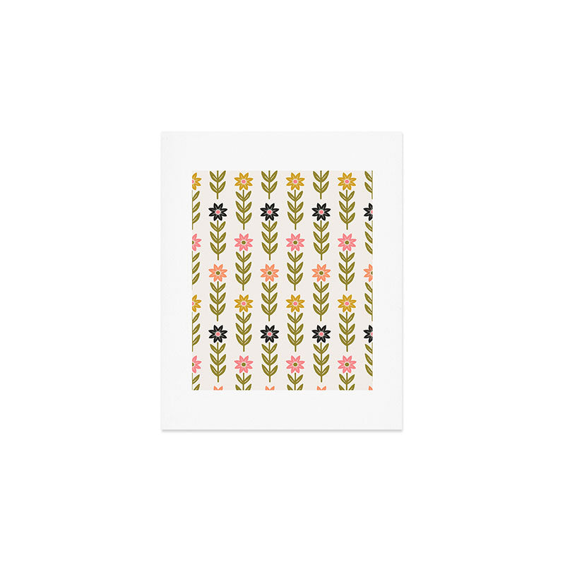 Hand-drawn Wildflowers -  Pink & Gold Art Print Gallery Image 1