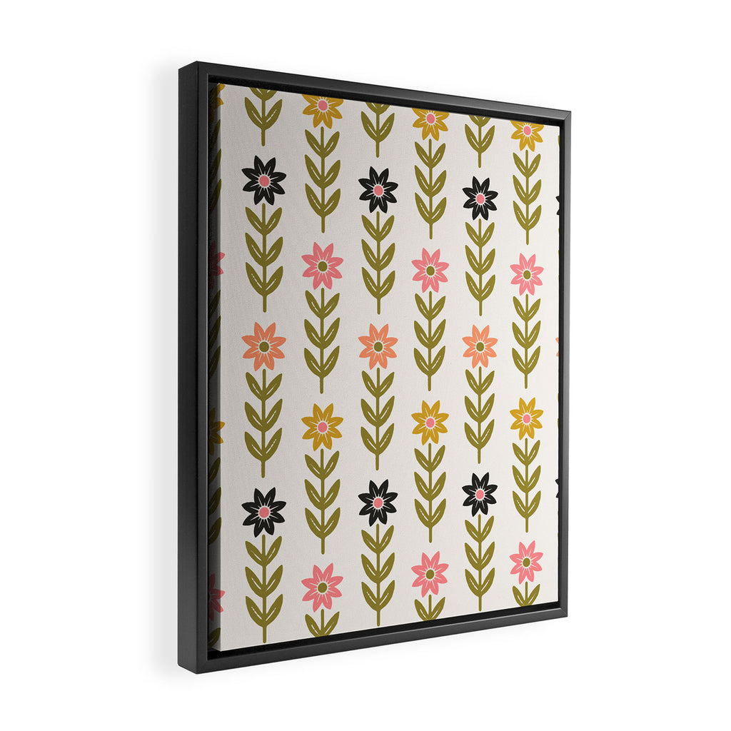 Hand-drawn Wildflowers -  Pink & Gold Framed Canvas Print Gallery Image 2