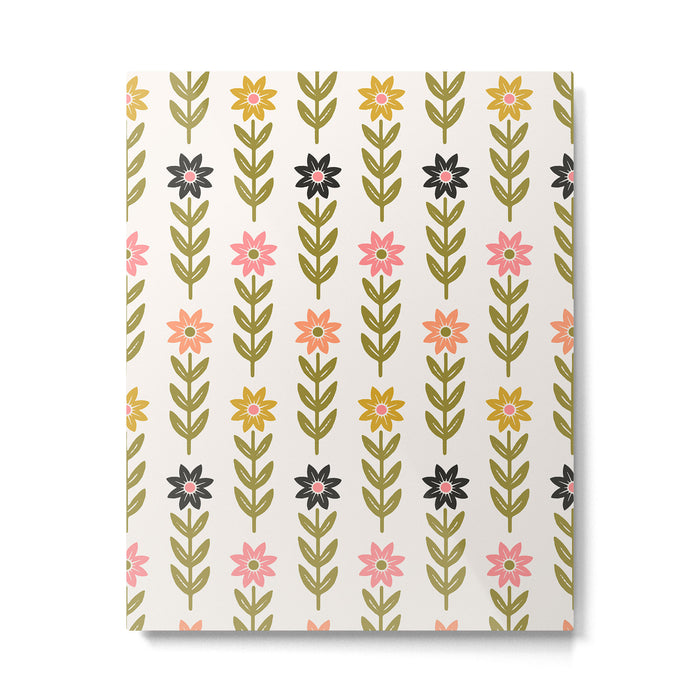 Hand-drawn Wildflowers -  Pink & Gold Metal Print Gallery Image 1