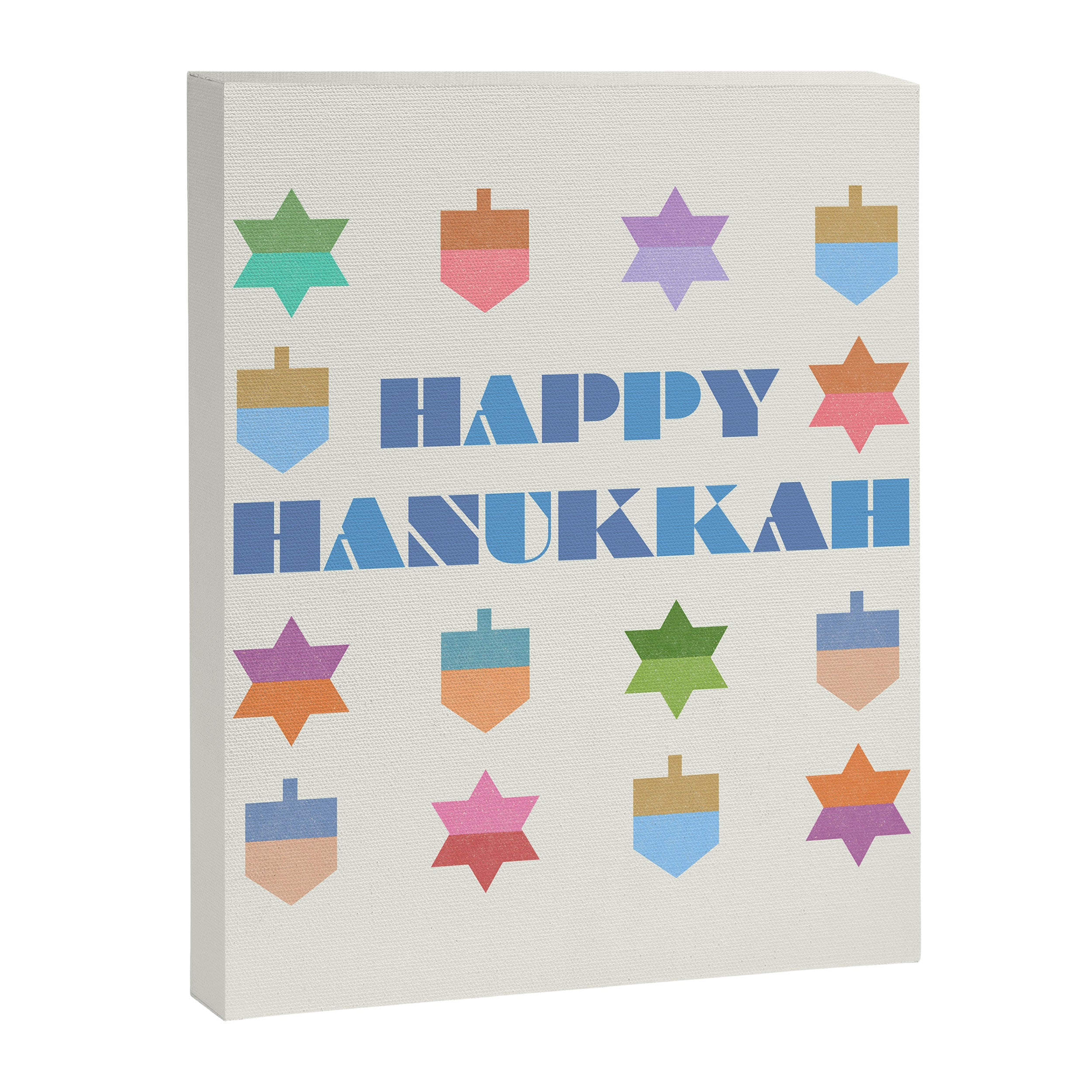 Happy Hanukkah | Dreidels & Star Pattern Canvas Print Gallery Image 8