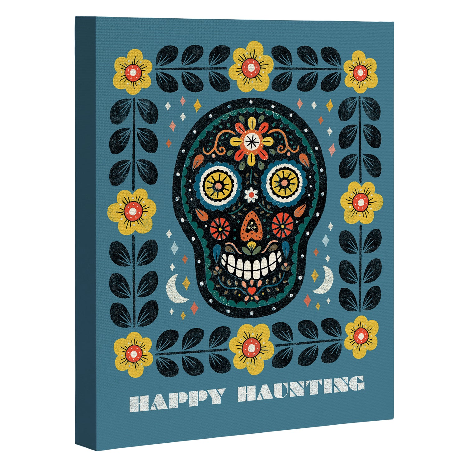 Happy Haunting | Day of Dead Skull Canvas Print Gallery Image 3
