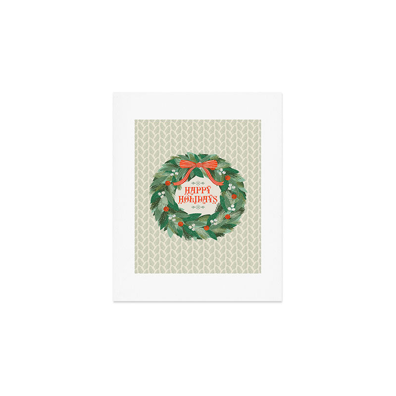 Happy Holidays Christmas Wreath Art Print Gallery Image 1