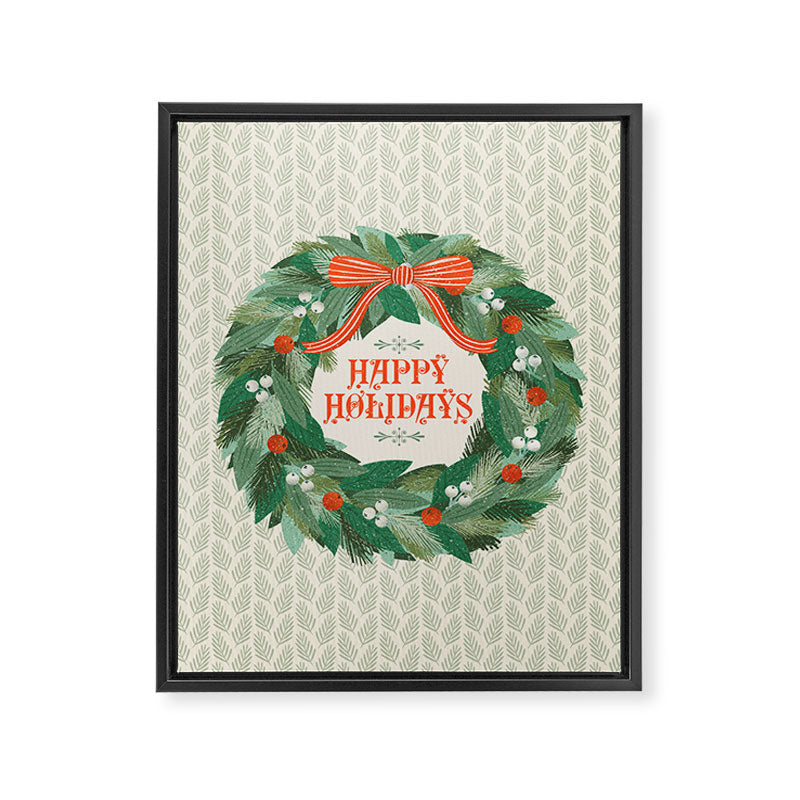 Happy Holidays Christmas Wreath Framed Canvas Print Gallery Image 8