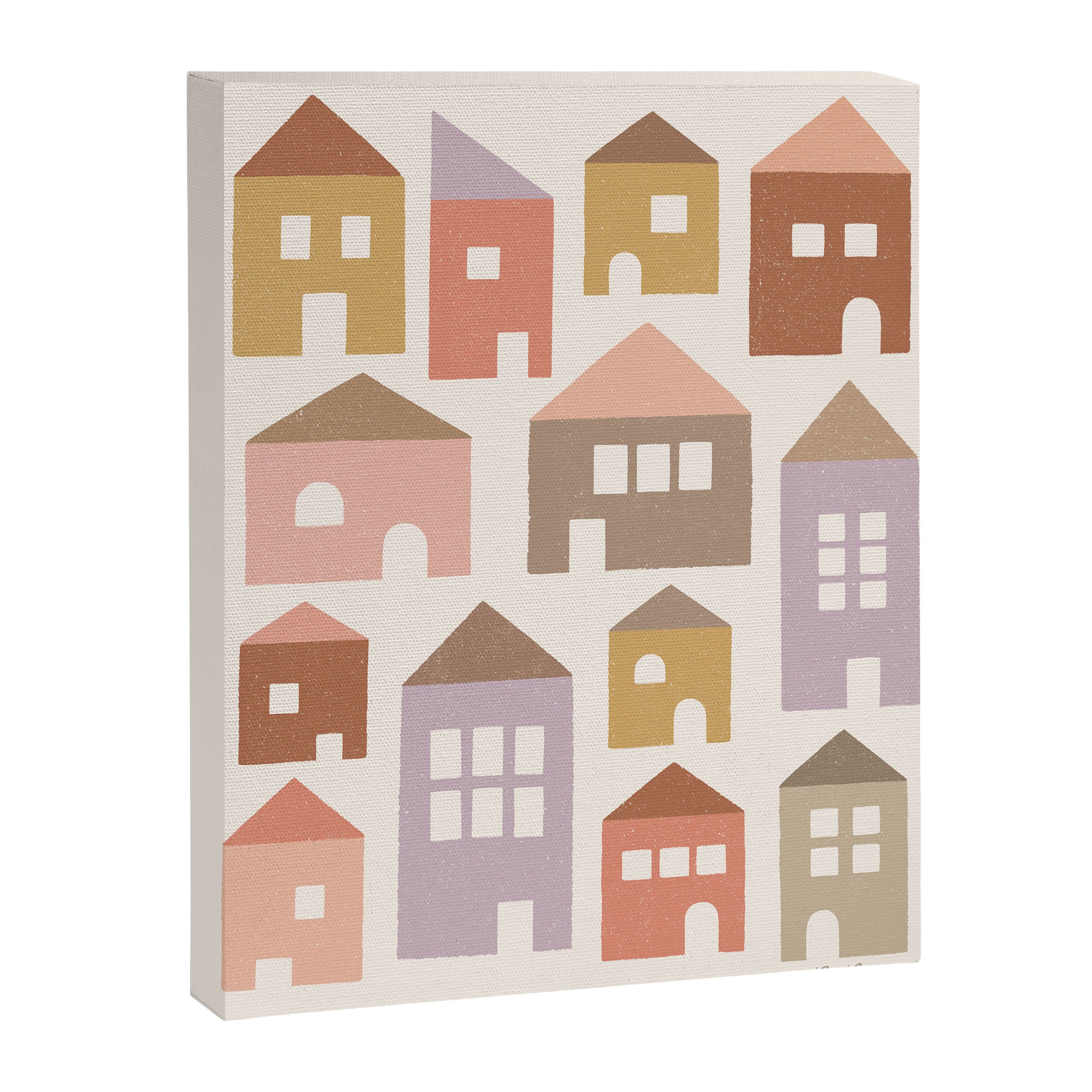 Happy Houses - Earth Tones Canvas Print Gallery Image 8