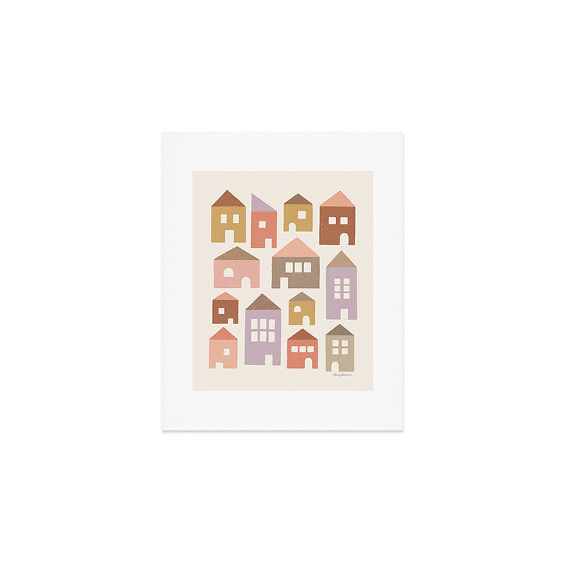 Happy Houses - Earth Tones Art Print Gallery Image 1