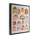 Happy Houses - Earth Tones Framed Canvas Print Gallery Image 2