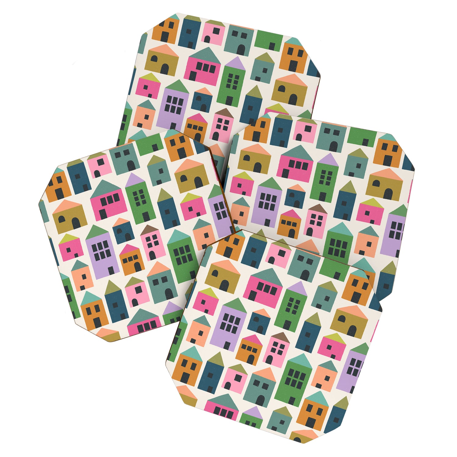 Happy Houses - Multi-colored Coaster Gallery Image 1