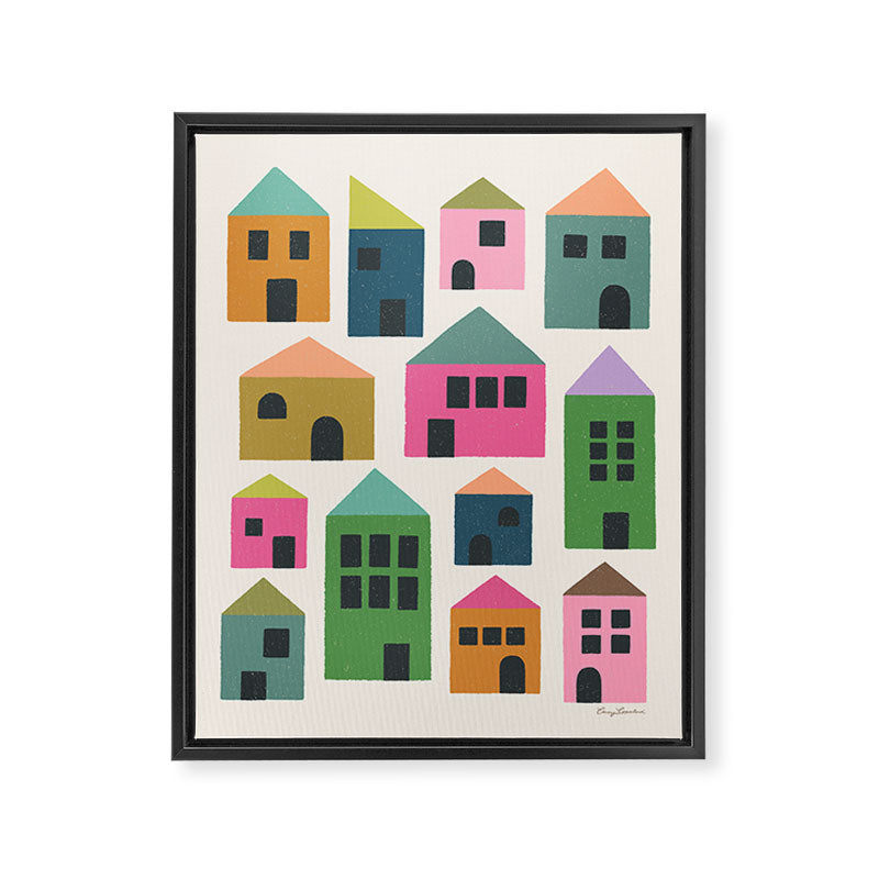 Happy Houses - Multi-colored Framed Canvas Print Gallery Image 8