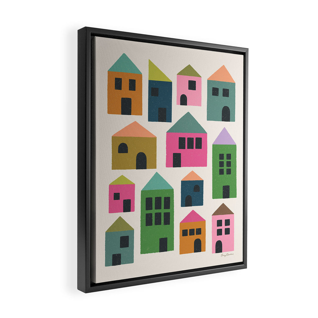 Happy Houses - Multi-colored Framed Canvas Print Gallery Image 2
