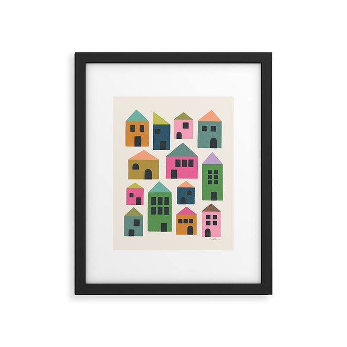 Happy Houses - Multi-colored Framed Art Print Gallery Image 1
