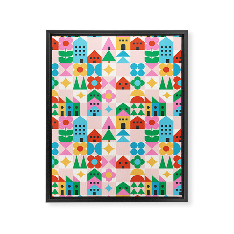 Happy Town Checks Framed Canvas Print Gallery Image 8