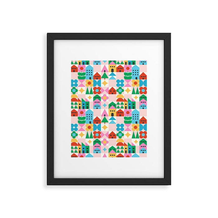 Happy Town Checks Framed Art Print Gallery Image 1
