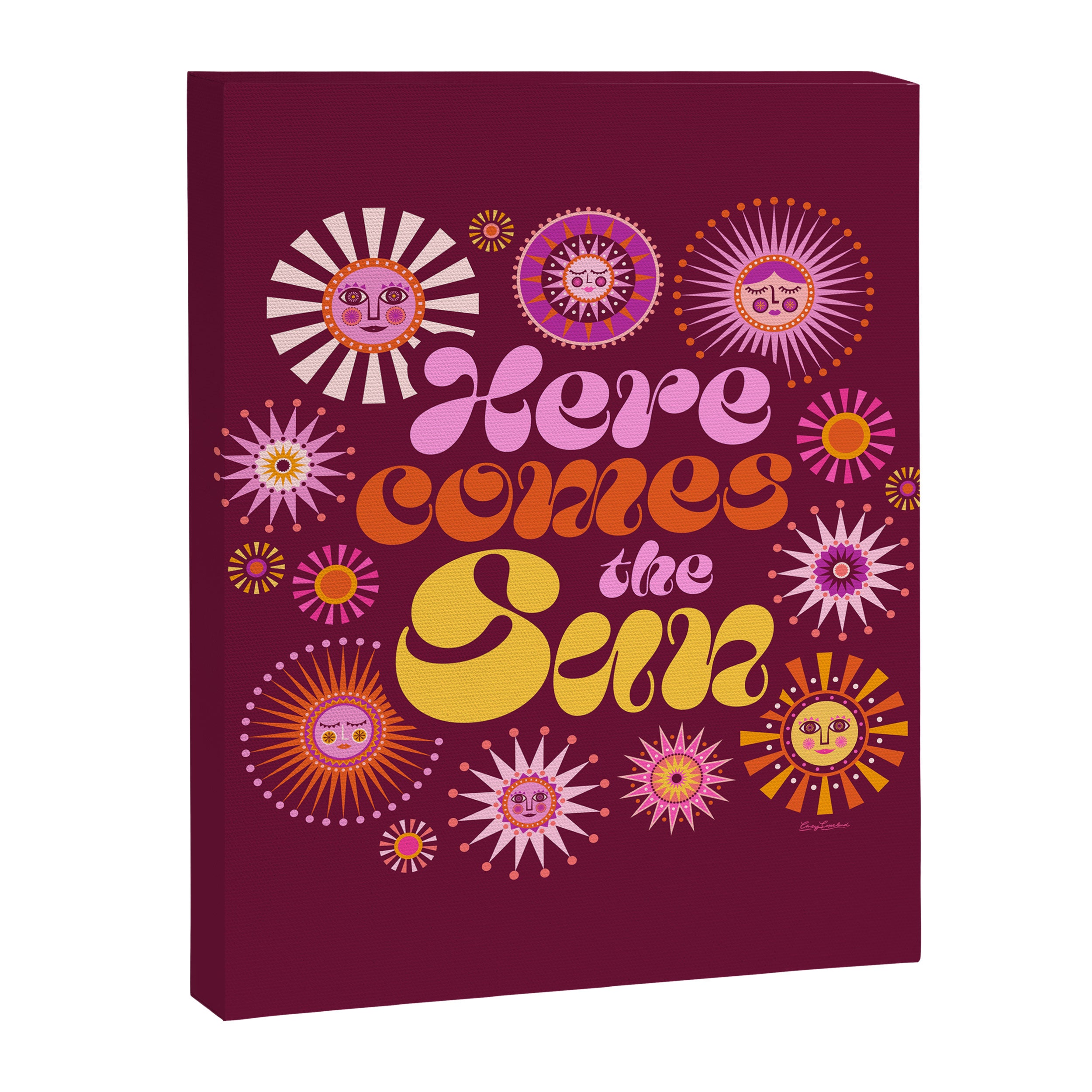Here Comes the Sun - Pink and Magenta Canvas Print Gallery Image 8