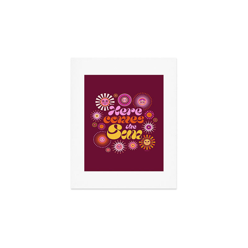 Here Comes the Sun - Pink and Magenta Art Print Gallery Image 1