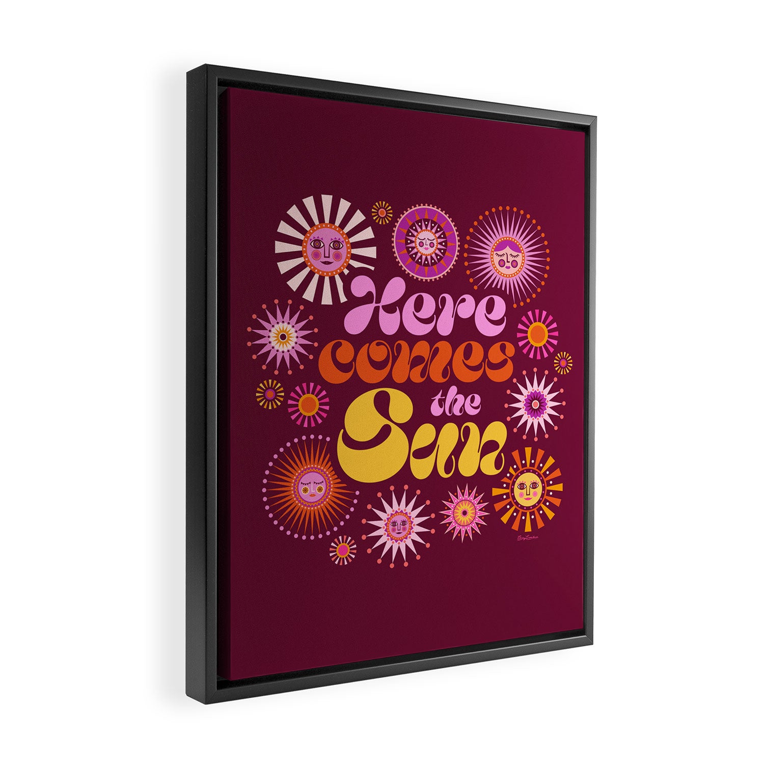 Here Comes the Sun - Pink and Magenta Framed Canvas Print Gallery Image 2
