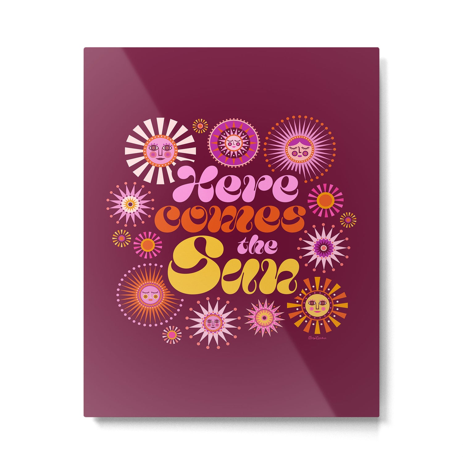Here Comes the Sun - Pink and Magenta Metal Print Gallery Image 6